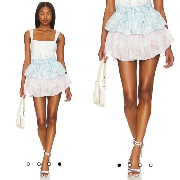 LoveShackFancy Dresses & Skirts - LoveShackFancy Rainbow Clouds Ruffle Mini Skirt | Small | Like New Cottage Core